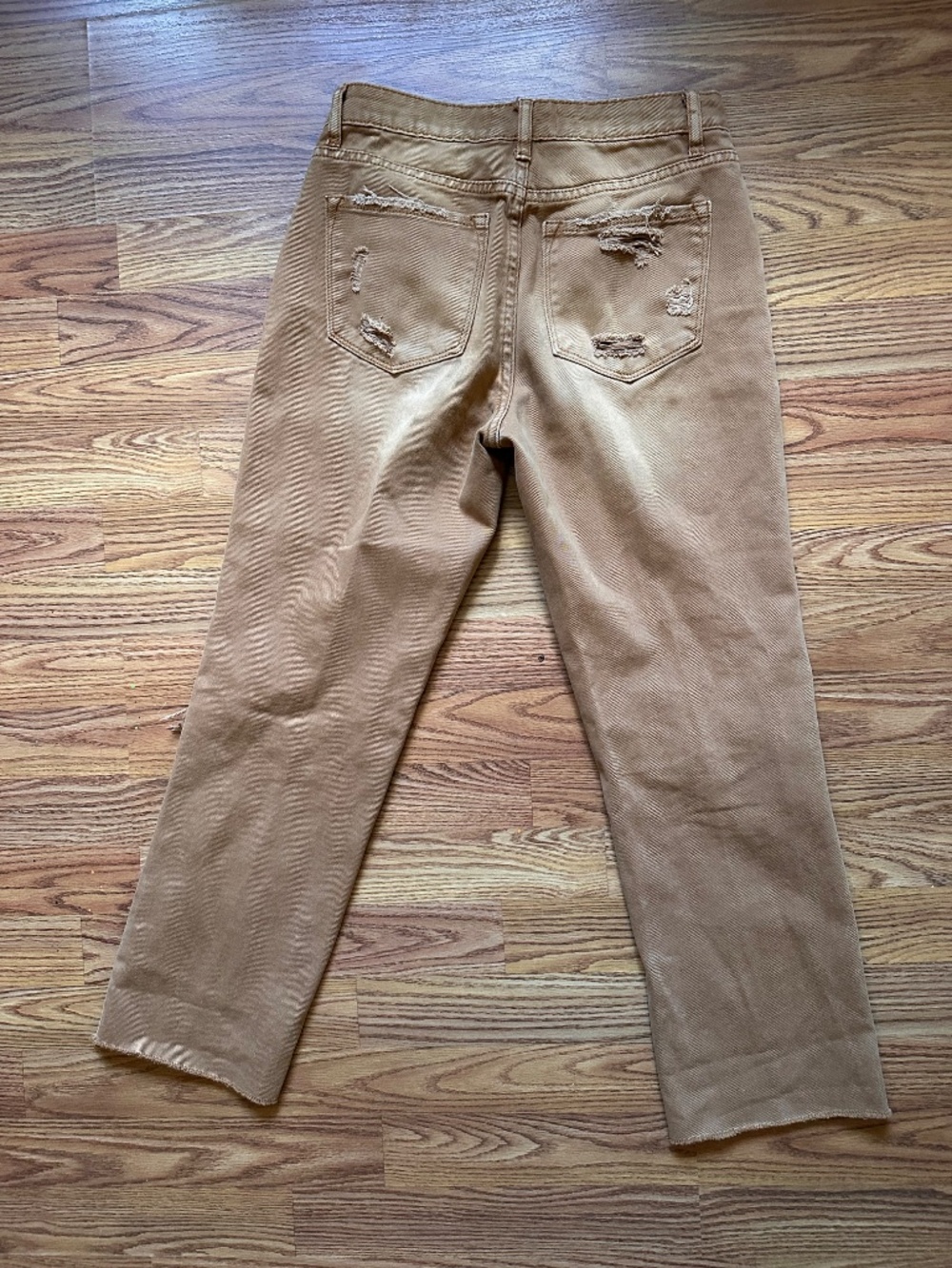 VERVET Distressed Cropped Straight Leg Jeans Women’s 25 x 26 High Rise Camel Tan - Picture 3 of 6